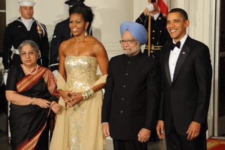 Gursharan Kaur, Michelle Obama, Manmohan Singh And Barack Obama, 2009